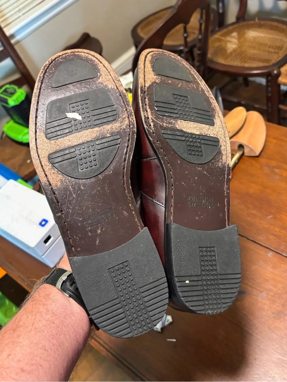 Johnston & Murphy Men’s Brown Leather Tassel Slip On Dress Loafers Square Toe